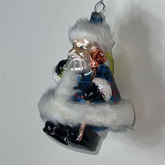 Holiday Lane Burgundy & Blush Plaid Clad Santa Christmas Ornament - Picture 4 of 8